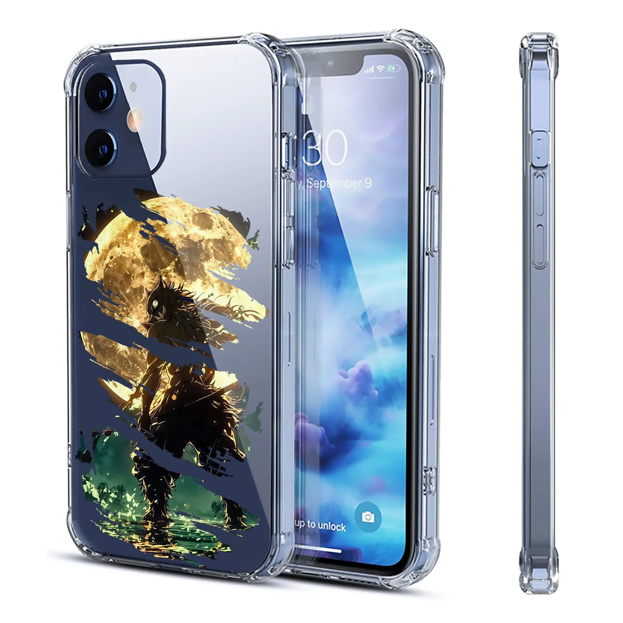 鬼滅の刃 グッズ,嘴平 伊之助 - IPhone 12シリーズ対応 ・ 透明スマホケース ・ クリアソフトケース ・ TPU素材 ・ 耐衝撃 ・ 高密着 ・ 防汚 防指紋 ・ 簡単着脱